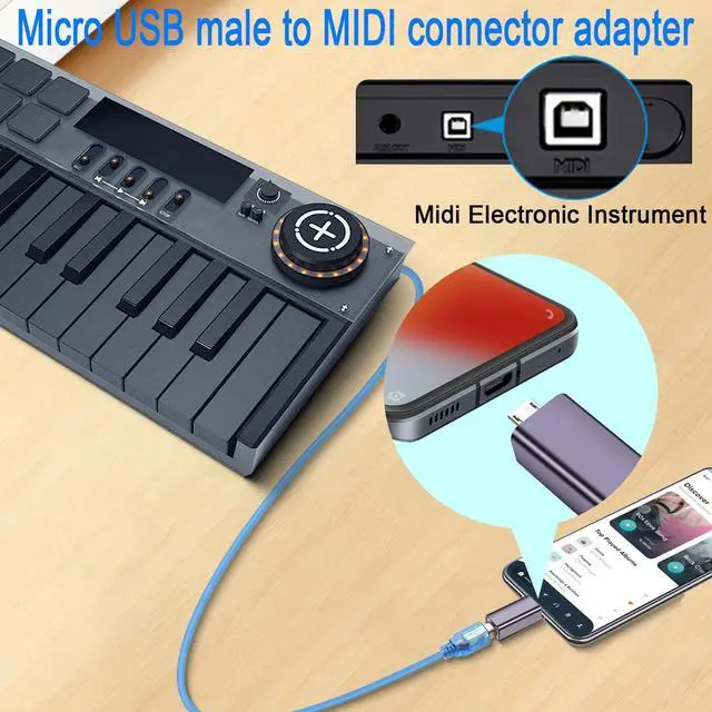 Alt view image 4 of 7 - Vszerda Micro USB Male to USB B Female Printer Connector Micro USB Plug to MIDI Jack Electronic Instrument Adapter 480Mbps 7W Charging, Al Housing, for Electronic Piano/Drum Printer Scanner, 2Pcs