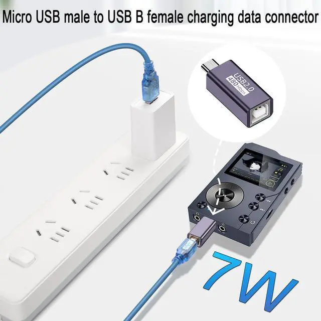 Alt view image 6 of 7 - Vszerda Micro USB Male to USB B Female Printer Connector Micro USB Plug to MIDI Jack Electronic Instrument Adapter 480Mbps 7W Charging, Al Housing, for Electronic Piano/Drum Printer Scanner, 2Pcs