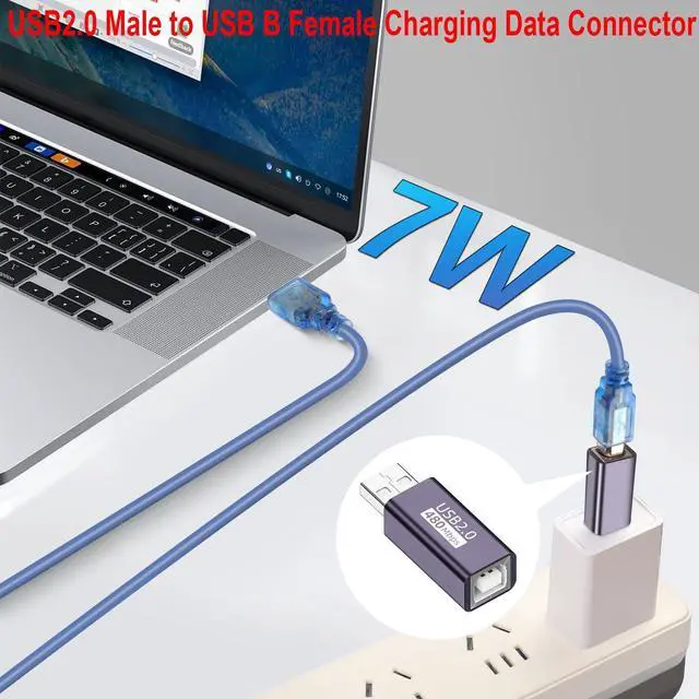 Alt view image 6 of 7 - Vszerda USB2.0 Male to USB B Female Print Adapter USB Plug to MIDI Socket Electronic Instrument Connector Converter 480Mbps 7W Charging, Al case, for Printer Scanner Electronic Piano/Drum, 2Pcs