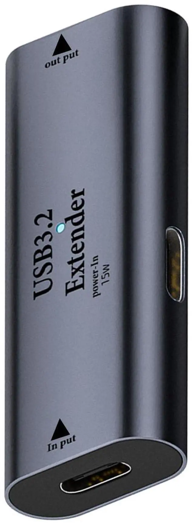 Main image of Vszerda USB C Signal Amplifier Extender Adapter Extension 10m/32.8ft USB C 3.2 Long Distance Charging Data Connector 5Gbps 5V/3A, Built-in Chip/LED/Al Alloy Shell, with USB C 15W Power Port