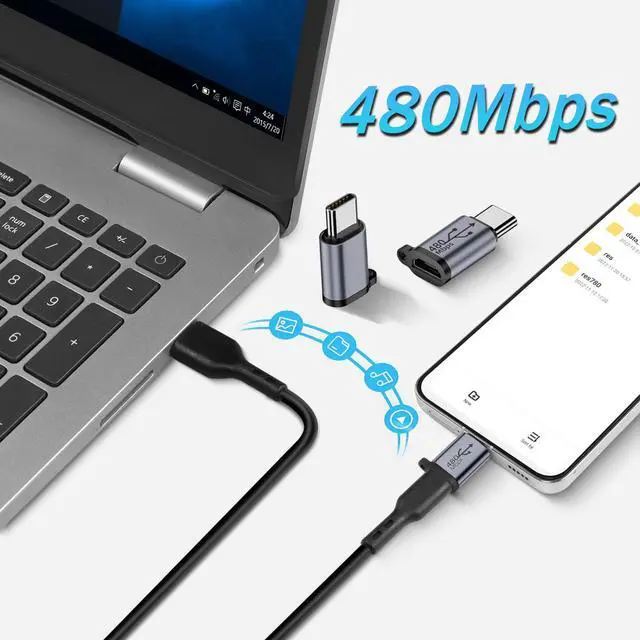 Alt view image 4 of 7 - Vszerda USB C Male to Micro USB Female Adapter USB C Plug to Micro USB Jack Data Connector,Support 18W 9V/2A Charge, Al Alloy/Hanging Hole, Charging or Data Transfer for Type C Device, 2Pcs