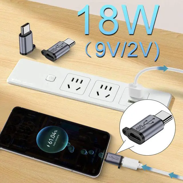 Alt view image 3 of 7 - Vszerda USB C Male to Micro USB Female Adapter USB C Plug to Micro USB Jack Data Connector,Support 18W 9V/2A Charge, Al Alloy/Hanging Hole, Charging or Data Transfer for Type C Device, 2Pcs