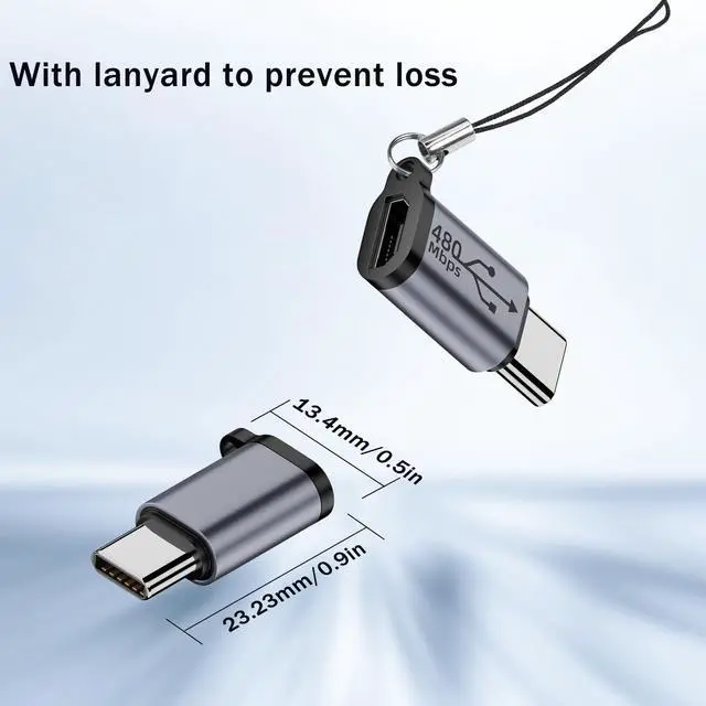 Alt view image 6 of 7 - Vszerda USB C Male to Micro USB Female Adapter USB C Plug to Micro USB Jack Data Connector,Support 18W 9V/2A Charge, Al Alloy/Hanging Hole, Charging or Data Transfer for Type C Device, 2Pcs