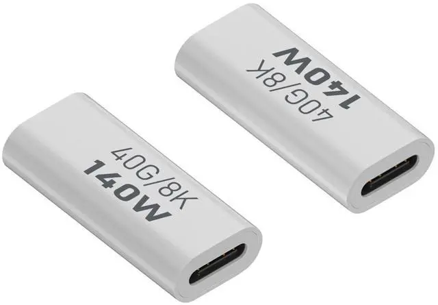 Main image of Vszerda 140W USB4.0 C Female to Female Data Adapter Coupler 40Gbps USB4.0 Type C Jack to Jack Charging Connector Extender PD140W/8K@60Hz, Al Hull, for Thunderbolt 3 iPhone 15 Steam Deck, 2Pcs