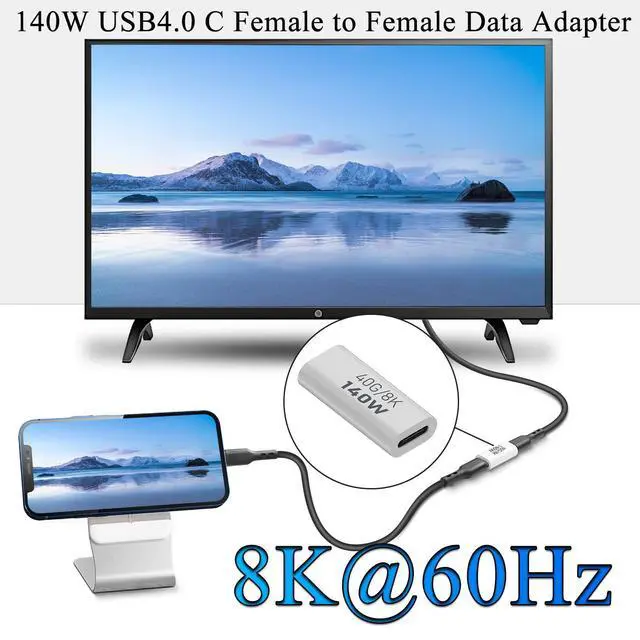 Alt view image 5 of 7 - Vszerda 140W USB4.0 C Female to Female Data Adapter Coupler 40Gbps USB4.0 Type C Jack to Jack Charging Connector Extender PD140W/8K@60Hz, Al Hull, for Thunderbolt 3 iPhone 15 Steam Deck, 2Pcs