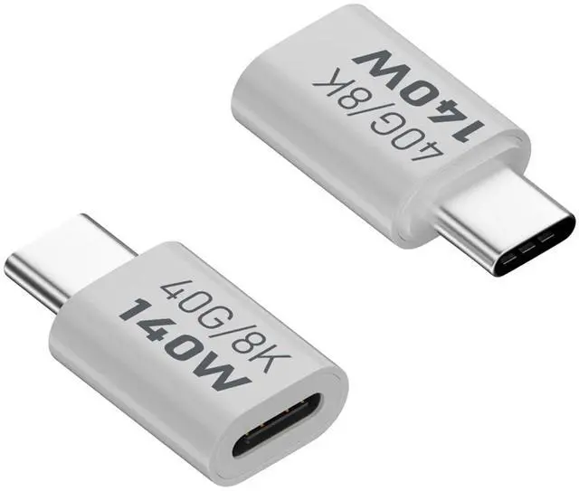 Main image of Vszerda 140W USB C Adapter Extender 40Gbps USB Type C 4.0 Male to Female Data Connector, Support PD140W (28V5A)/8K@60Hz Cast Screen, Al Alloy Hull, for Thunderbolt 3 iPhone 15 Steam Deck, 2Pcs