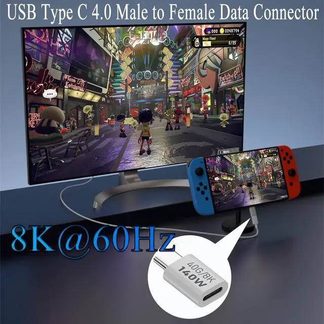 Alt view image 4 of 7 - Vszerda 140W USB C Adapter Extender 40Gbps USB Type C 4.0 Male to Female Data Connector, Support PD140W (28V5A)/8K@60Hz Cast Screen, Al Alloy Hull, for Thunderbolt 3 iPhone 15 Steam Deck, 2Pcs