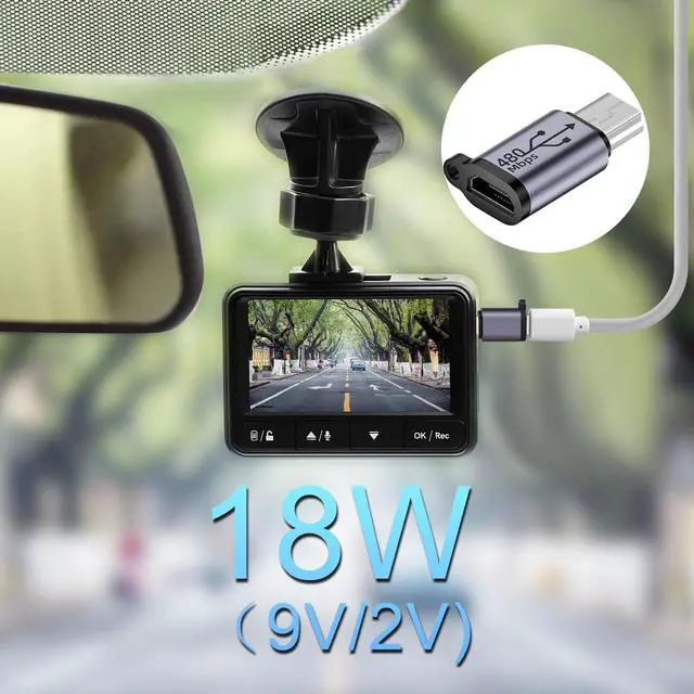 Alt view image 3 of 6 - Vszerda Mini USB Male to Micro USB Female Adapter Mini USB Plug to Micro USB2.0 Jack Charging Data Connector 480Mbps 18W 9V/2A, Al Alloy/Hook Hole, for Digital Camera MP3 Mobile Hard Drive, 2Pcs