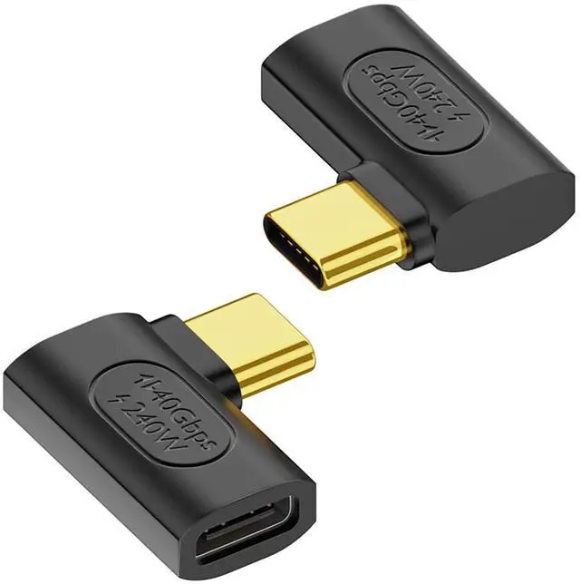 Main image of Vszerda 240W USB4.0 C 90° Angle Adapter 40Gbps USB C 4.0 Male to Female L Shaped Angled Connector PD240W/50V Charging,8K Audio/Video Transfer,for Tablet Smartphone Steam Deck, 2Pcs(Side Bend)