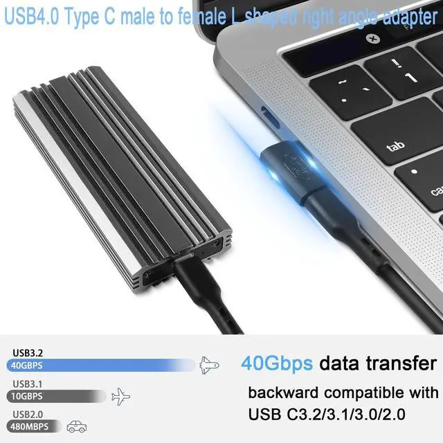 Alt view image 5 of 7 - Vszerda 240W USB4.0 C 90° Angle Adapter 40Gbps USB C 4.0 Male to Female L Shaped Angled Connector PD240W/50V Charging,8K Audio/Video Transfer,for Tablet Smartphone Steam Deck, 2Pcs(Side Bend)