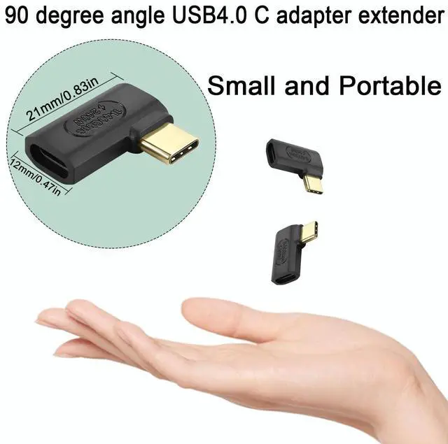 Alt view image 6 of 7 - Vszerda 240W USB4.0 C 90° Angle Adapter 40Gbps USB C 4.0 Male to Female L Shaped Angled Connector PD240W/50V Charging,8K Audio/Video Transfer,for Tablet Smartphone Steam Deck, 2Pcs(Side Bend)