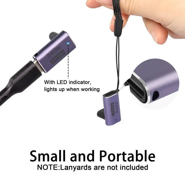 Alt view image 6 of 6 - Vszerda USB4.0 C Female 90 Degree Angle Adapter Coupler 240W 40Gbps Type C 4.0 Female to Female Right Angle Connector Extender, LED Indicator 8K Audio/Video Transmission, 2Pcs(Front Bend F/F)