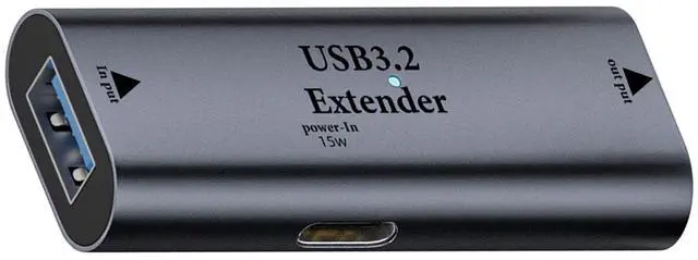 Main image of Vszerda 5Gbps USB3.2 Signal Amplifier Extender Adapter Extension 10m/32.8ft USB3.2 Long Distance Charging Data Connector Coupler 5V/3A, Built-in Chip/LED/Al Alloy Shell, with 15W USB C Power Port