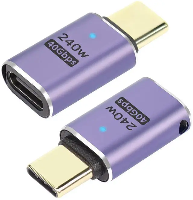 Main image of Vszerda 240W 40Gbps USB4.0 C Adapter Type C 4.0 Male to Female Connector, with LED Indicator, Support 8K Audio and Video Transmission, for Smartphone Tablet Steam Deck, 2 Pcs (Passthrough F/M)