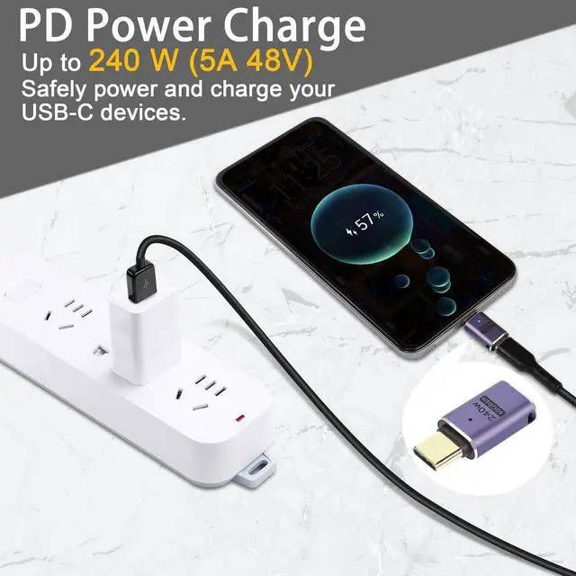 Alt view image 3 of 6 - Vszerda 240W 40Gbps USB4.0 C Adapter Type C 4.0 Male to Female Connector, with LED Indicator, Support 8K Audio and Video Transmission, for Smartphone Tablet Steam Deck, 2 Pcs (Passthrough F/M)