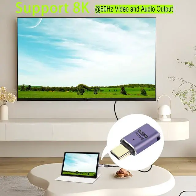 Alt view image 4 of 6 - Vszerda 240W 40Gbps USB4.0 C Adapter Type C 4.0 Male to Female Connector, with LED Indicator, Support 8K Audio and Video Transmission, for Smartphone Tablet Steam Deck, 2 Pcs (Passthrough F/M)