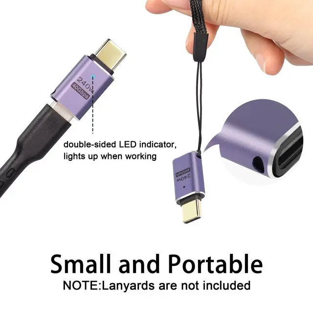 Alt view image 6 of 6 - Vszerda 240W 40Gbps USB4.0 C Adapter Type C 4.0 Male to Female Connector, with LED Indicator, Support 8K Audio and Video Transmission, for Smartphone Tablet Steam Deck, 2 Pcs (Passthrough F/M)