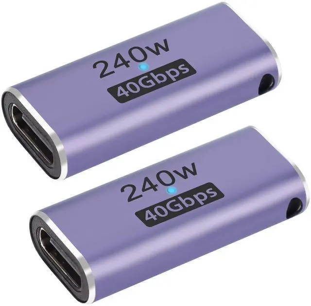 Main image of Vszerda 240W 40Gbps USB4.0 C Female to Female Adapter Coupler Type C 4.0 Female Connector Extender, LED Indicator, Supports 8K Audio and Video Transmission, 2 pcs (Passthrough F/F)