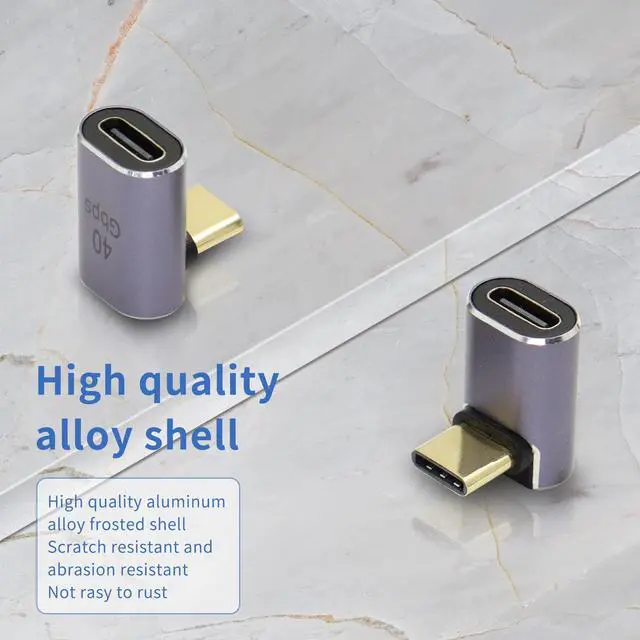 Alt view image 4 of 5 - Vszerda 90 Degree USB C Adapter Type C Female to Male Right Angle Coupler USB4.0 40Gbps Data Transfer Type C OTG for Laptop Tablet Phone 2 Pack(Front Bend Male)