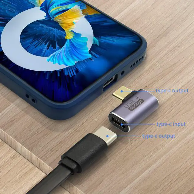 Alt view image 3 of 6 - Vszerda 90 Degree USB C Adapter Type C Female to Male Right Angle Coupler USB4.0 40Gbps Data Transfer Type C OTG for Laptop Tablet Phone 2 Pack (Side Bend Male)