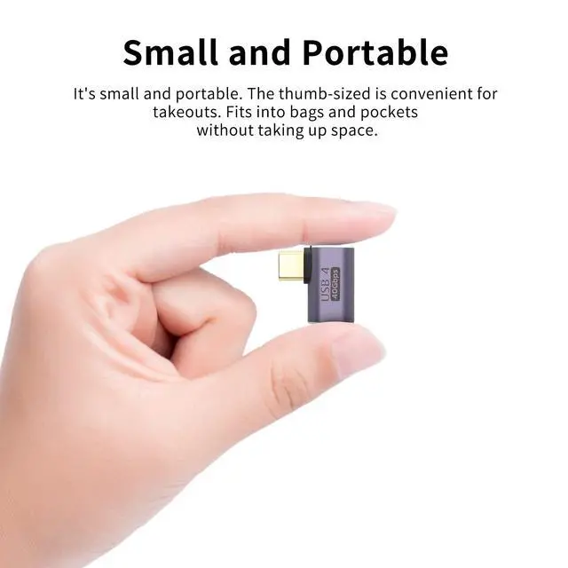 Alt view image 6 of 6 - Vszerda 90 Degree USB C Adapter Type C Female to Male Right Angle Coupler USB4.0 40Gbps Data Transfer Type C OTG for Laptop Tablet Phone 2 Pack (Side Bend Male)