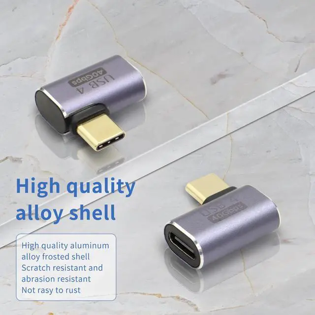 Alt view image 5 of 6 - Vszerda 90 Degree USB C Adapter Type C Female to Male Right Angle Coupler USB4.0 40Gbps Data Transfer Type C OTG for Laptop Tablet Phone 2 Pack (Side Bend Male)