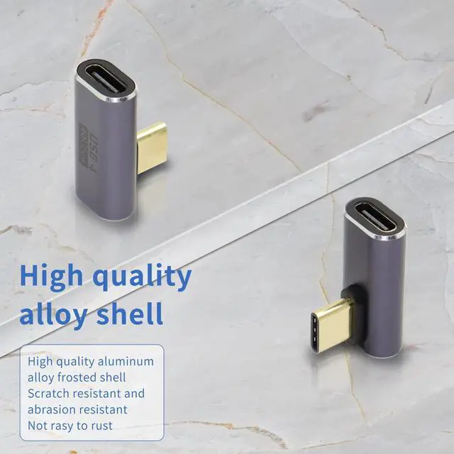 Alt view image 5 of 6 - Vszerda 90 Degree USB C Adapter Type C Female to Male Right Angle Coupler USB4.0 40Gbps Data Transfer Type C OTG for Laptop Tablet Phone 2 Pack (Vertical Bend Male)