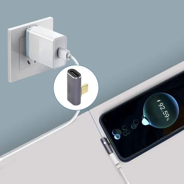 Alt view image 4 of 6 - Vszerda 90 Degree USB C Adapter Type C Female to Male Right Angle Coupler USB4.0 40Gbps Data Transfer Type C OTG for Laptop Tablet Phone 2 Pack (Vertical Bend Male)