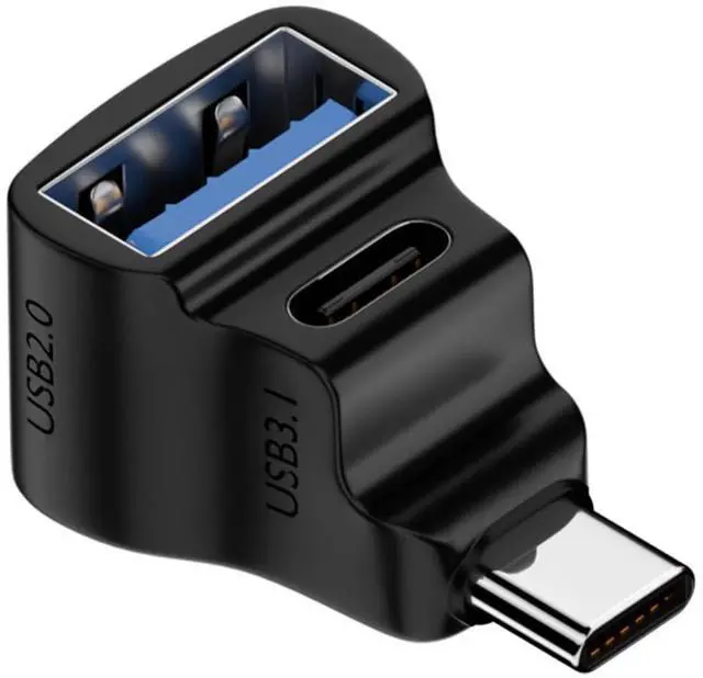 Main image of Vszerda 90 Angle USB-C 1 in 2 Adapter, USB 3.1 Male to USB 3.1+USB 2.0 Dual Female,Perfect for Phone, Laptop, Tablet, Steam Deck, Switch 20Gbps/100W Charging & Projection