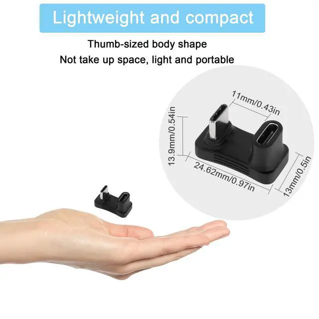 Alt view image 6 of 7 - Vszerda Wider U Shaped Angle USB C Adapter 10Gbps USB3.1 Type C Male to Female U Shaped Wide Distance Connector, Support 4k@60HZ HD Audio/Video 100W, for Smartphone Laptop Tablet Steam Deck