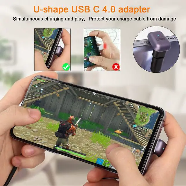 Alt view image 4 of 7 - Vszerda 240W 40Gbps USB C U Shaped Adapter USB4.0 Type C Male to Female 180 Degree Angle Connector, LED Indicator 8k@60HZ Audio and Video Transmission, for Smartphone Laptop Tablet