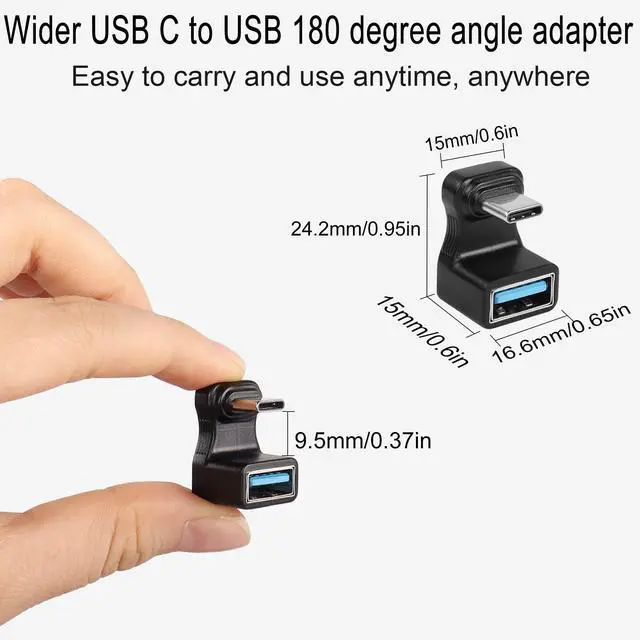 Alt view image 6 of 7 - Vszerda Wider U-Shaped Angle USB C to USB3.1 Adapter 10Gbps Type C Male to USB3.1 Female Wide Distance 180° Angle Connector,for Audio/Video Transfer OTG,for Steam Deck Smartphone Laptop Tablet,2Pcs