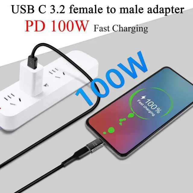 Alt view image 4 of 7 - Vszerda 20Gbps USB C Male to Female Adapter, 100W USB3.2 Type C Male to Female Connector, Zinc Alloy, Support 8K Sudio/Video, for Smartphone Tablet Steam Deck, 2 Pcs(Pass Through Male)
