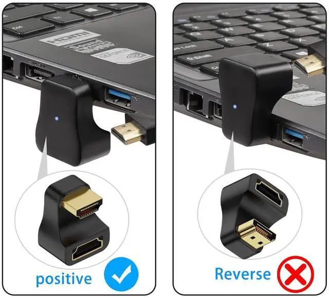 Alt view image 3 of 6 - Vszerda 8K HDMI U-Shape Angle Display Adapter HDMI 2.1 Male to Female 180 Degree Ultra HD Connector Socket, Support 3D 8K@60Hz UHD2.1, for Laptop PC Monitor Projector HDTV, 2Pcs (Positive)