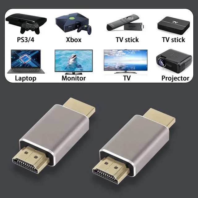 Alt view image 6 of 7 - Vszerda 8K HDMI Male to Male Extension Adapter Coupler HDMI 2.1 Male-A HD Connector, Support 8K@60Hz/4K@120Hz HDR, for HDTV Projector Laptop PC, 2 pcs