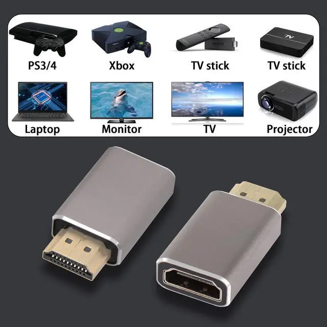 Alt view image 6 of 7 - Vszerda 8K HDMI Male to Female Extension Adapter Coupler HDMI 2.1 Ultra HD Extender Converter, Support 8K@60Hz/4K@120Hz HDR, for HDTV Projector Laptop PC,2 pcs