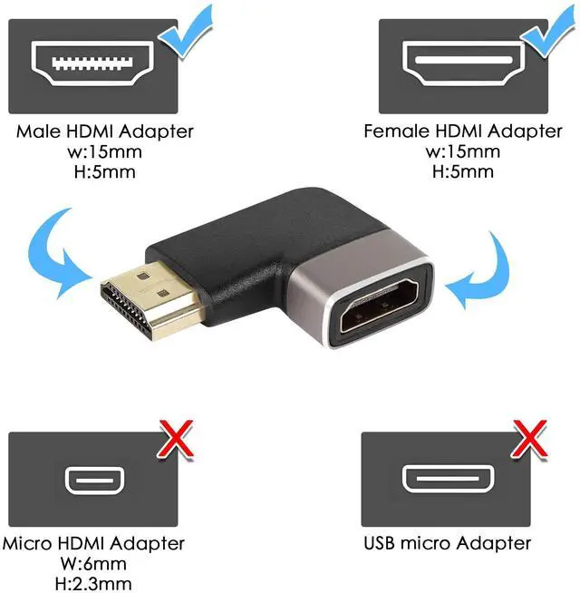 Alt view image 3 of 7 - Vszerda 8K 90 Degree Angle HDMI Male to Female Adapter Coupler HDMI 2.1 Right Angle L-Shape Extender,Support 8K@60Hz/4K@120Hz HDR, for TV Projector Laptop PC,2 Pcs,(Bend Right)
