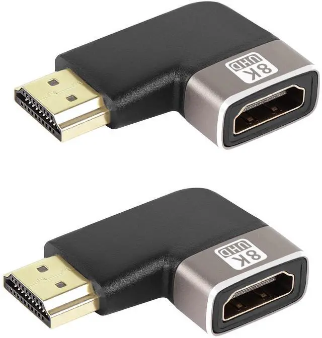 Main image of Vszerda 8K 90 Degree Angle HDMI Male to Female Adapter Coupler HDMI 2.1 Right Angle L-Shape Extender,Support 8K@60Hz/4K@120Hz HDR, for TV Projector Laptop PC,2 Pcs,(Bend Left)