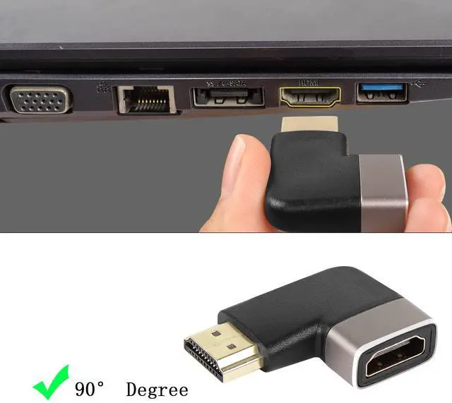 Alt view image 3 of 7 - Vszerda 8K 90 Degree Angle HDMI Male to Female Adapter Coupler HDMI 2.1 Right Angle L-Shape Extender,Support 8K@60Hz/4K@120Hz HDR, for TV Projector Laptop PC,2 Pcs,(Bend Left)