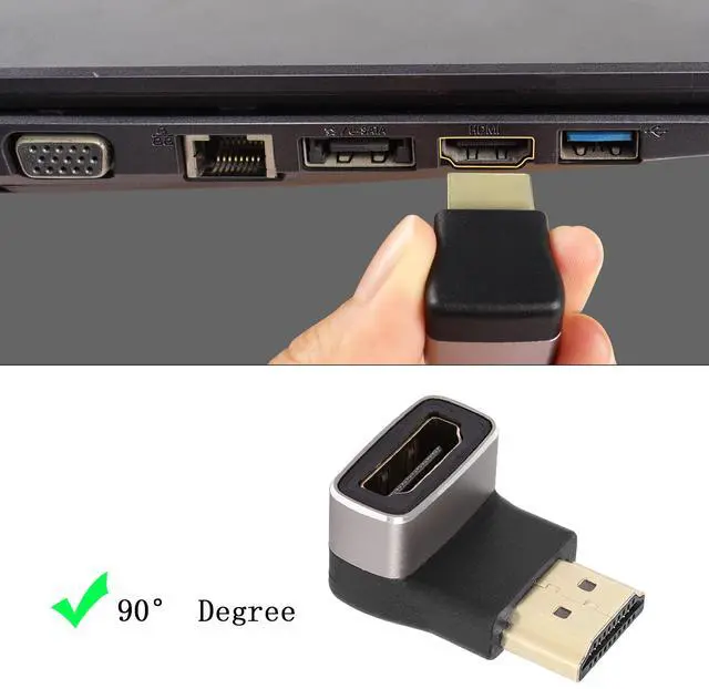 Alt view image 3 of 7 - Vszerda 8K 90 Degree Angle HDMI Male to Female Adapter Coupler HDMI 2.1 Right Angle L-Shape Extender,Support 8K@60Hz/4K@120Hz HDR, for TV Projector Laptop PC,2Pcs(Bend up)