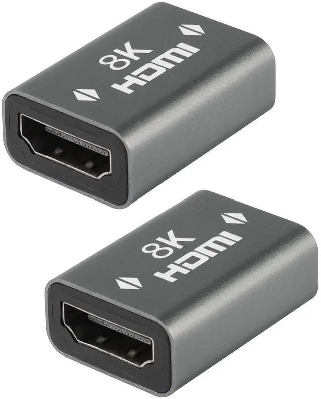 Main image of Vszerda HDMI Female to Female Coupler HDMI Coulper Extension Cable Connector 3D 8K@60Hz HDR Aluminum Alloy for HDTV Roku Stick PC Monitor Laptop etc, Gray 2Pack