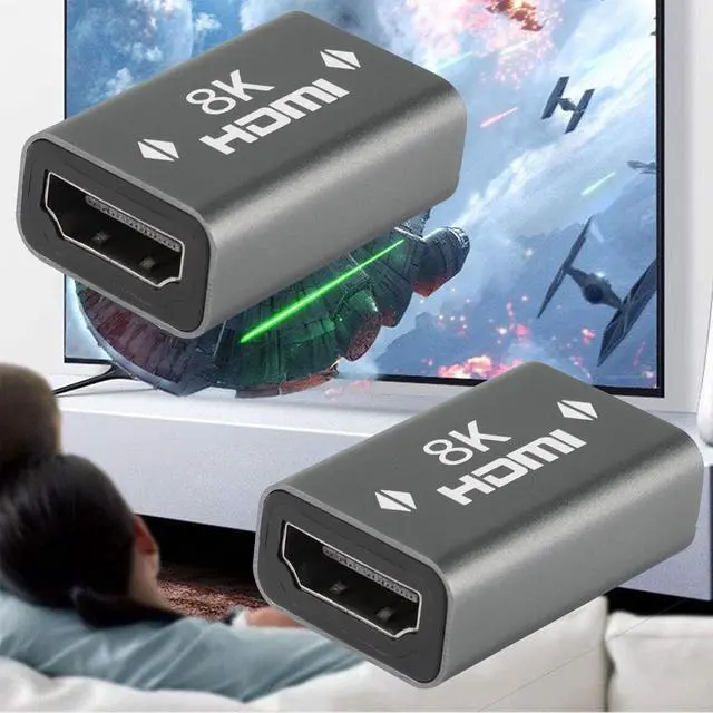 Alt view image 4 of 6 - Vszerda HDMI Female to Female Coupler HDMI Coulper Extension Cable Connector 3D 8K@60Hz HDR Aluminum Alloy for HDTV Roku Stick PC Monitor Laptop etc, Gray 2Pack