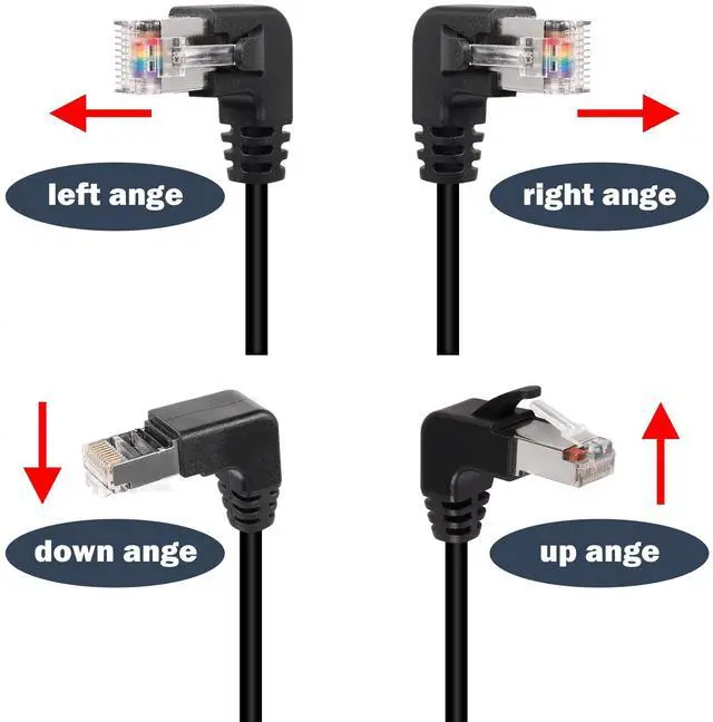Alt view image 7 of 7 - Vszerda 90°Angle RJ50 10P10C Panel Mount Ethernet Extension Cable, 10P 10C Female to Right Angle Male Communication Extension Cable, Cat5E, Shielded, 30cm/11.8in (Right Bend)