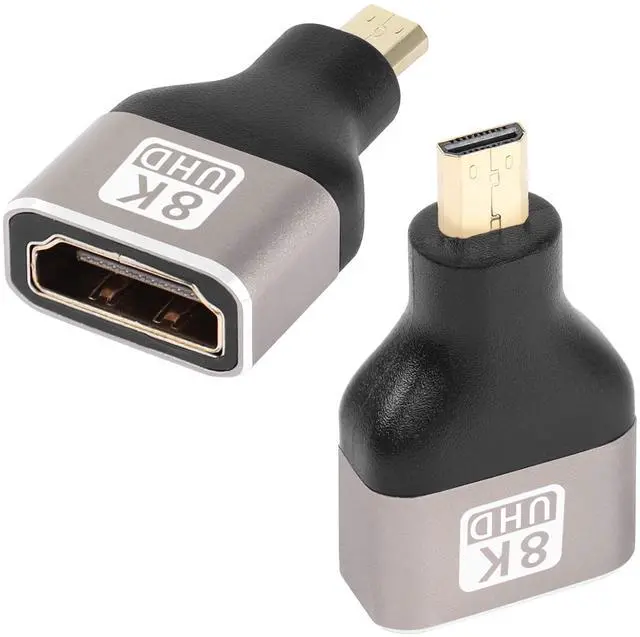 Main image of Vszerda 8K Micro HDMI to HDMI Adapter Extender Coupler, Micro HDMI Male to HDMI A Type Female Converter HDMI 2.1,Support 8K@60Hz/4K@120Hz HDR ARC,for Tablet Digital Camera Camcorder. 2 Pcs