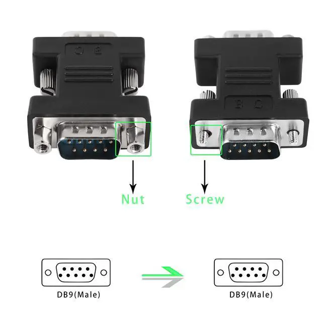 Alt view image 2 of 6 - Vszerda RS232 DB9 Male to DB9 Male Extender Connector Adapter DB 9 Pin Serial Converter, for Serial Communication Interface Devices, Black
