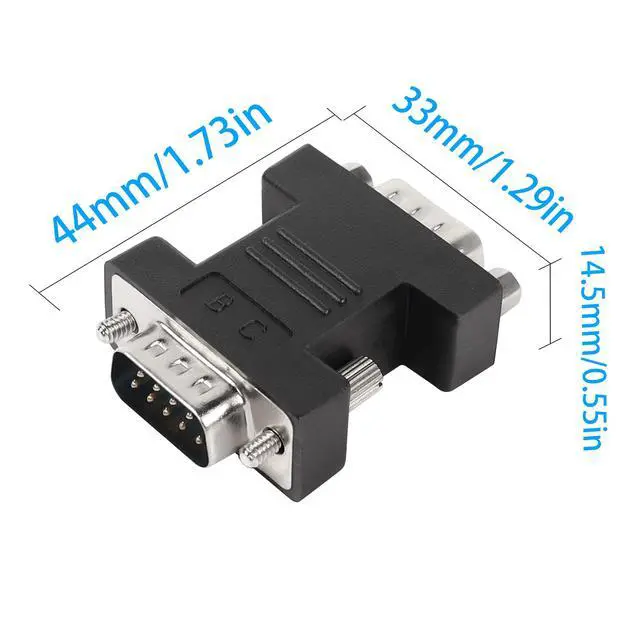Alt view image 6 of 6 - Vszerda RS232 DB9 Male to DB9 Male Extender Connector Adapter DB 9 Pin Serial Converter, for Serial Communication Interface Devices, Black