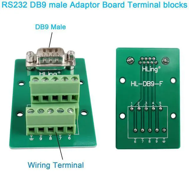 Alt view image 2 of 6 - Vszerda RS232 DB9 Male Breakout Board DB9 Male to Wiring Terminal Solderless Connector RS232 Serial Test Block Adaptor, for DB9 Serial Communication Prototyping or Troubleshooting