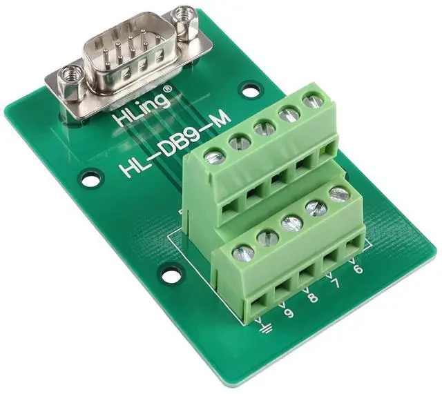 Main image of Vszerda RS232 DB9 Male Breakout Board DB9 Male to Wiring Terminal Solderless Connector RS232 Serial Test Block Adaptor, for DB9 Serial Communication Prototyping or Troubleshooting