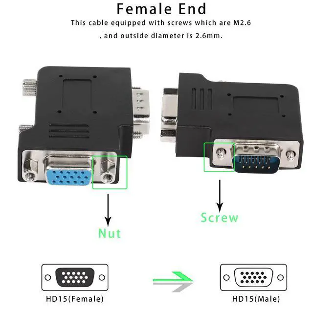 Alt view image 2 of 7 - Vszerda 90 Degree Angle VGA Male to VGA Female Adapter DB15 Male to Female Right Angle Connector VGA L-Shaped Angle Extender, for TV Computer Monitor Projector, Right Bend