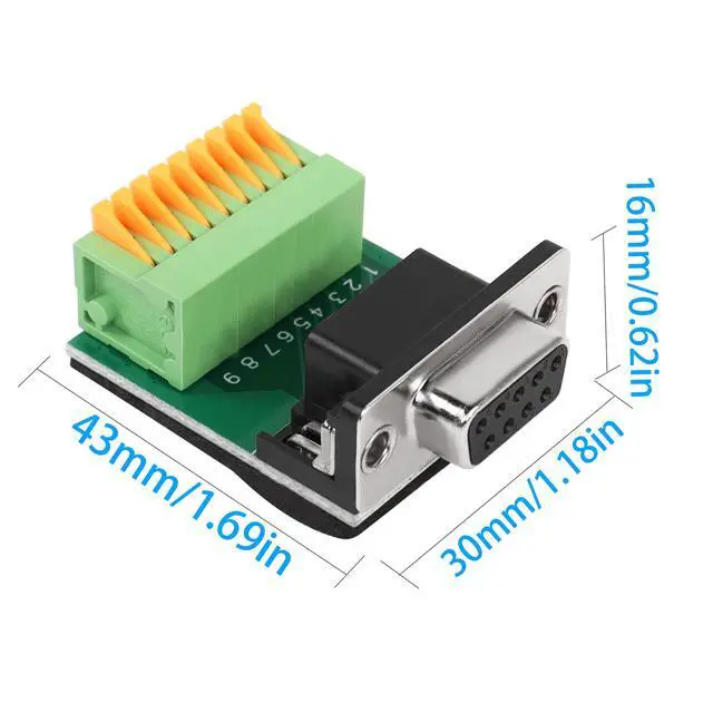 Alt view image 6 of 6 - Vszerda RS232 DB9 Quick Connect Solderless Adapter DB9 Female to 9 Pin Spring Terminal Crimp Connector, for Serial Communication Interface Devices(Female)